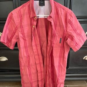 Men's Pink Plaid Button-Down Shirt
